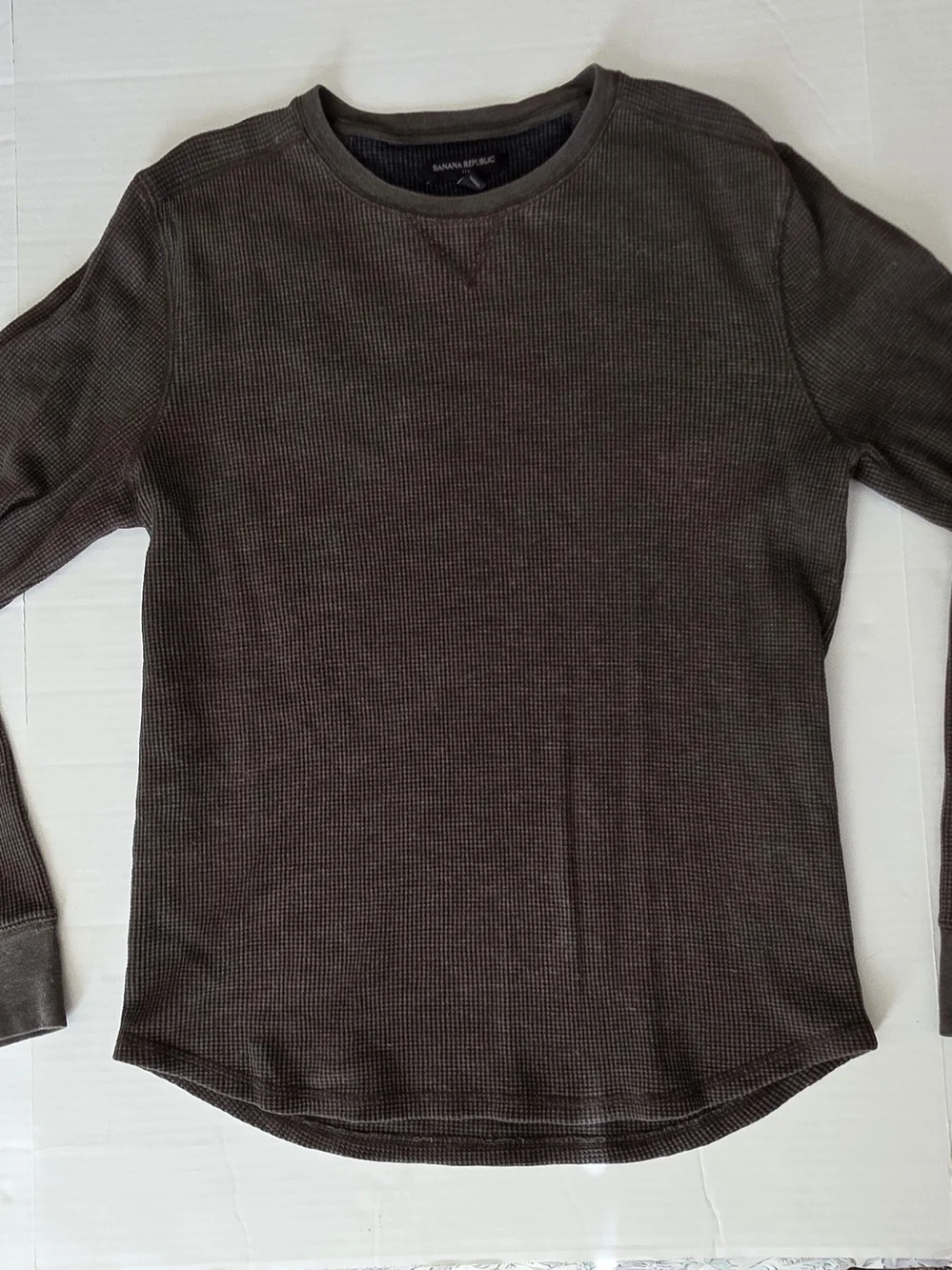 Banana Republic men’s Brown long-sleeve waffle knit Termal T-shirt crewneck M